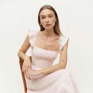ISO Reformation Lucila Linen Dress in Cupcake Stripe